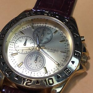 Gold Watch with Brown Leather Strap